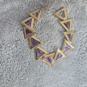 Vintage Fifth Avenue Butler Gold-Tone Triangle Bracelet w/Purple Abalone Inlay